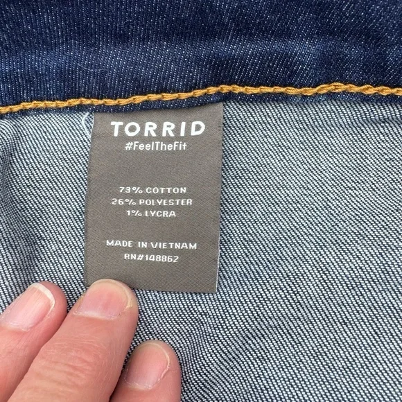 Torrid Cropped Wide Leg‎ High Rise Button-Fly Jeans, Dark Wash, Size 18 - Picture 7 of 12